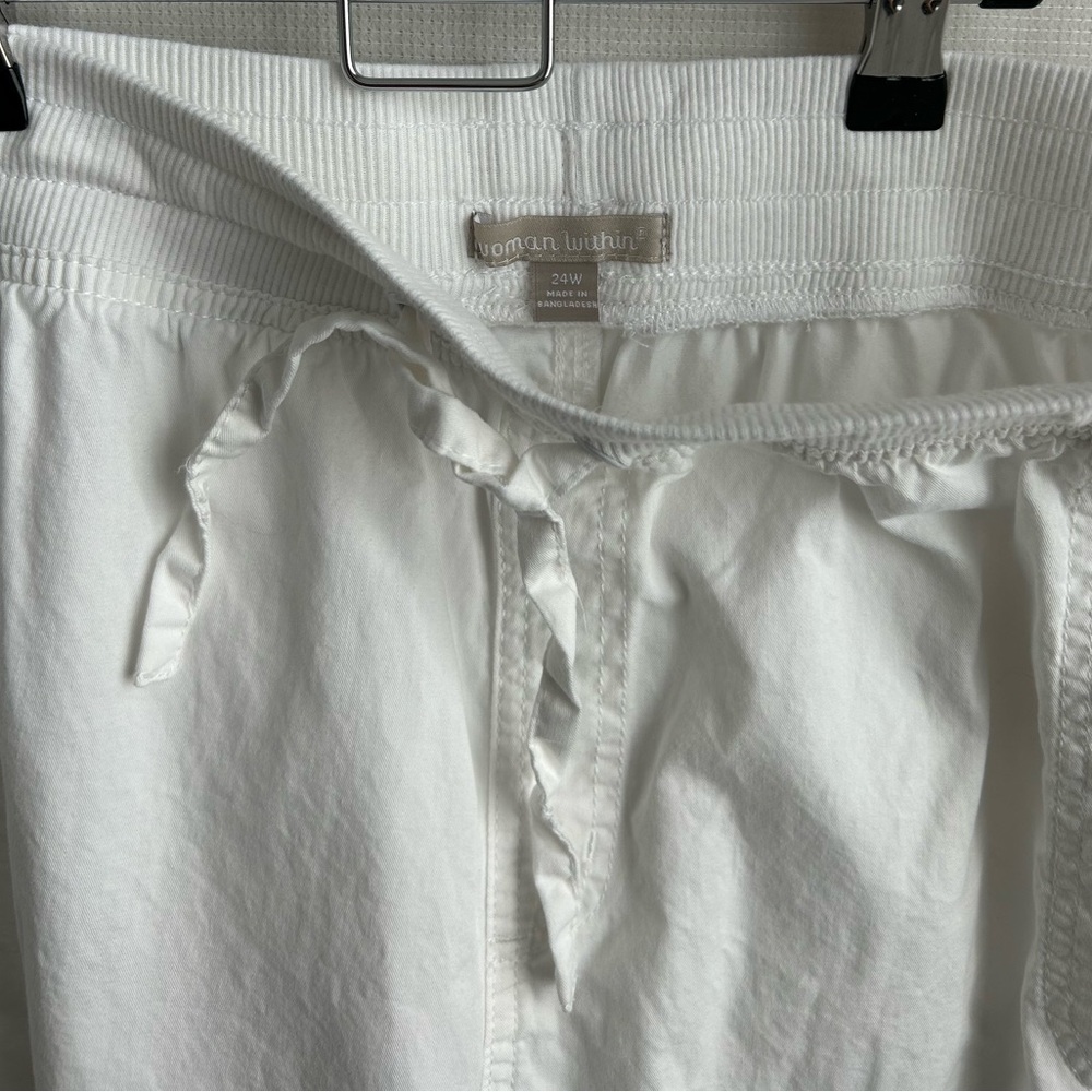 Woman Within Plus Size Convertible Length Cargo Pant/ Capri 24W White